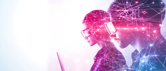 Poster - Exploring virtual reality innovations in technology modern office environment digital interaction futuristic perspective