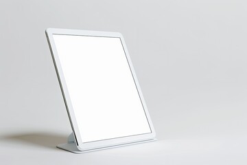 Poster - High Resolution Image of White Tablet with Blank Screen, Isolated on White Background