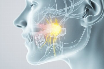 Aufkleber - Understanding nerve structure in the human jaw with highlighted connections and functions. Generative AI
