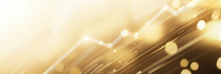 Fototapete - Bright golden waves rise in a dynamic financial chart against a soft glowing background. Generative AI