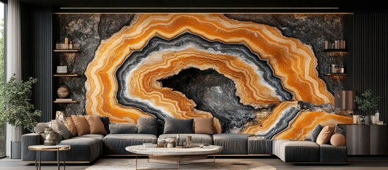 Poster - Stunning Abstract Geode Design for Modern Living Room Wall Decor with Earthy Tones