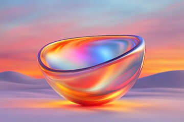 Poster - Colorful Glass Bowl on Abstract Background with Soft Pastel Hues and Dreamy Atmosphere