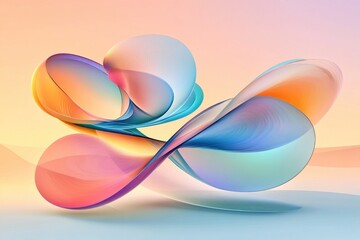 Poster - Abstract Colorful Curves and Swirls in Soft Pastel Tones for Modern Digital Backgrounds