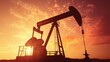 © Narongsag - Oil Pump Jack Silhouette at Sunset with Stock Market Graph Overlay