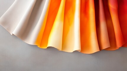 Wall Mural - Colorful gradient fabric draping elegantly on a smooth surface, creating a vibrant backdrop