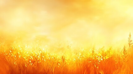 Poster - A hot summer sky background with warm golden orange and yellow blurred field, 8k image