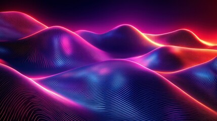 Poster - Futuristic Neon Landscape with Vibrant Colors