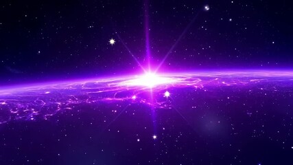 Wall Mural - background space trip across a violet galaxy in a starry sky animation