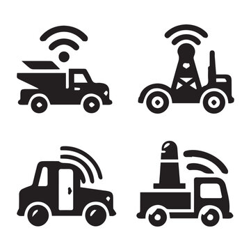 Transportation and Movement Icons Different 4 Silhouette Vector on a White Background