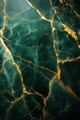 Poster - Emerald marble texture with golden veins elegant background luxury design surface backdrop pattern art wallpaper stone material aesthetic