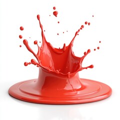 Aufkleber - Vibrant red paint splash on a white background creating a dynamic and artistic visual effect with a clean and modern style for creative projects
