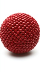 Poster - Captivating close up of a vibrant red decorative sphere showcasing intricate texture and design on white backdrop