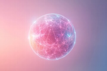 Fototapete - Colorful digital sphere representing global connectivity and technology advancements in a futuristic setting. Generative AI