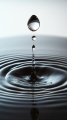 Poster - Captivating water drop collision creating mesmerizing ripples on a serene surface with a clean background in a studio shot