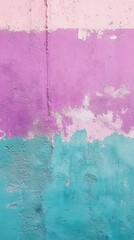 Poster - Distressed Wall Texture with Vibrant Pink Purple and Teal Paint Creates a Colorful Abstract Background