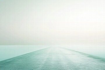 Aufkleber - Fog blankets the horizon over a calm body of water and a distant path during early morning hours. Generative AI