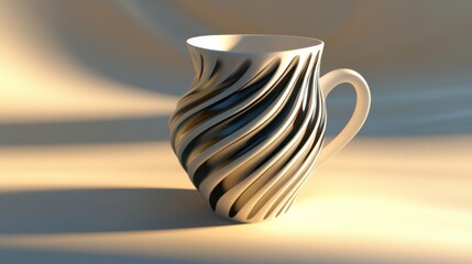 Poster - Stylish Coffee Mug with Dynamic Patterns and Bright Lines
