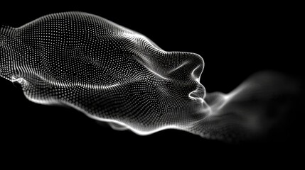 Aufkleber - Abstract digital face formed by flowing white dots on a black background, representing artificial intelligence and futuristic technology. Ideal for AI, data, and innovation themes