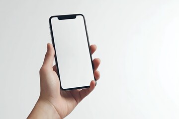 Premium Quality Image of Hand Hold Smartphone and Touching Isolated on White Background