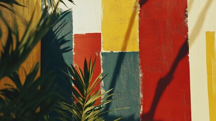 Poster - Vibrant Mural with Organic Brush Patterns and Light