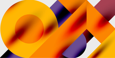 Poster - Modern abstract background featuring circles, lines, and triangles in a dynamic geometric composition. Perfect for stylish, tech, or creative-themed designs