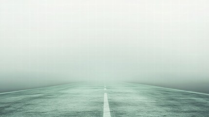 Poster - Fog covers a deserted road stretching into the horizon during early morning hours. Generative AI