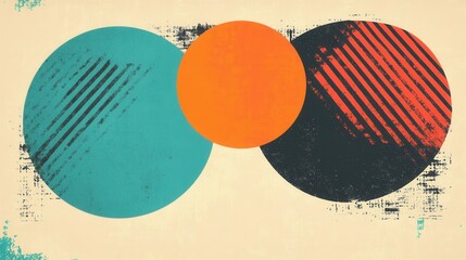 Wall Mural - vintage postcard with colorful patterns and accents