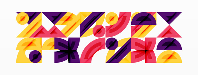 Aufkleber - Abstract geometric background with shapes, featuring circular and rounded elements. Bold contrast, smooth gradients, dynamic composition, futuristic style
