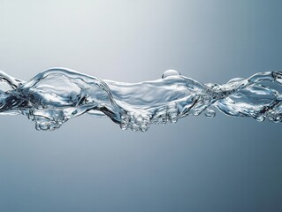 Poster - Elegant water surface with a wave formation on a gradient background creating a serene and refreshing visual mood for design