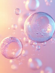 Fototapete - Colorful bubbles float in soft light creating a dreamy atmosphere. Generative AI