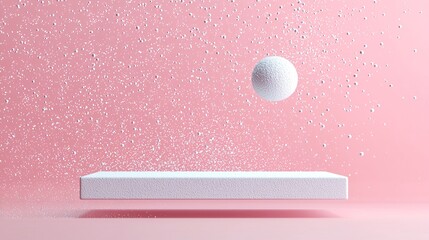 Poster - minimalist 3d podium, soft pastel background, elegant lighting, floating dust particles, modern aest
