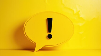 Poster - Warning Alert: Yellow speech bubble with black exclamation point. Conceptual image for attention grabbing.