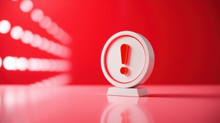Poster - warning sign: a red exclamation point inside a round white sign standing against a red background.