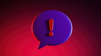 Poster - exclamation point within a speech bubble against a gradient red background. communication concept.