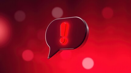 Poster - glowing red exclamation point within a speech bubble, symbolizing warning, alert, or important notif