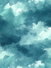 Poster - Serene teal watercolor wash background with soft textures and subtle variations in tone for artistic projects