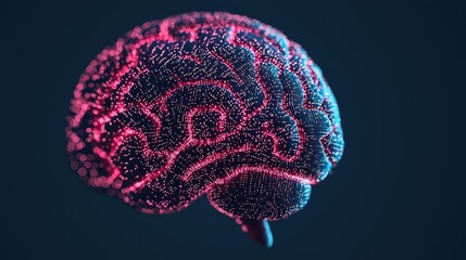 Poster - Abstract representation of human brain with glowing points and intricate neural pathways in dark background