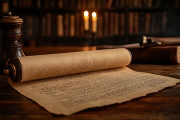 Aufkleber - A scroll of paper with a candle on top of it