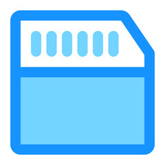Fototapete - Memory Card Icon Digital Storage Device with Blue Outline Vector