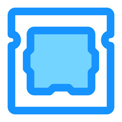 Poster - Central Processing Unit Icon for Processor Technology with Blue Outline