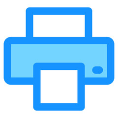 Fototapete - Printing Machine Icon in Blue Simple Printer Illustration for Documents