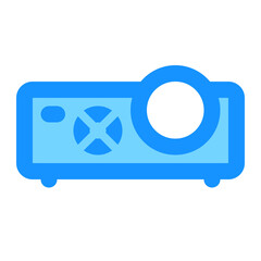 Poster - Blue Projector Icon Simple Flat Design for Presentation or Entertainment