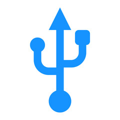 Poster - Blue USB Symbol on White Background for Technology and Connection