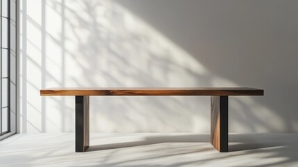 Wall Mural - Modern wooden table in sunlit room