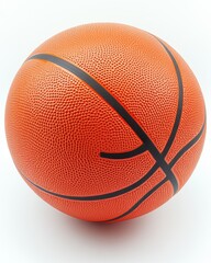 Poster - Studio Shot of an Orange Basketball on a White Background for Sports and Recreation Concepts
