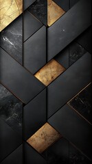 Poster - Elegant Geometric Pattern with Black Marble and Gold Accents Creates a Luxurious and Sophisticated Texture
