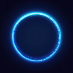 Poster - Luminous blue circle on dark background emitting radiant light and energy for futuristic tech design
