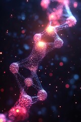 Aufkleber - Abstract Molecular Structure with Glowing Nodes and Interconnected Lines on Dark Background Science Concept