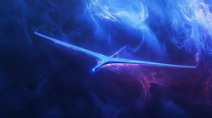 Poster - Abstract Artistic Blue Aircraft Flying Through The Cloudy Atmosphere