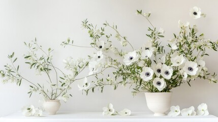 Wall Mural - White Floral Arrangement on a Shelf